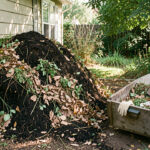 Compost qui sent mauvais près de la maison : le déplacer et le sauver Un compost riche en matières organiques déplacé dans un coin ombragé du jardin, plus éloigné de la maison.